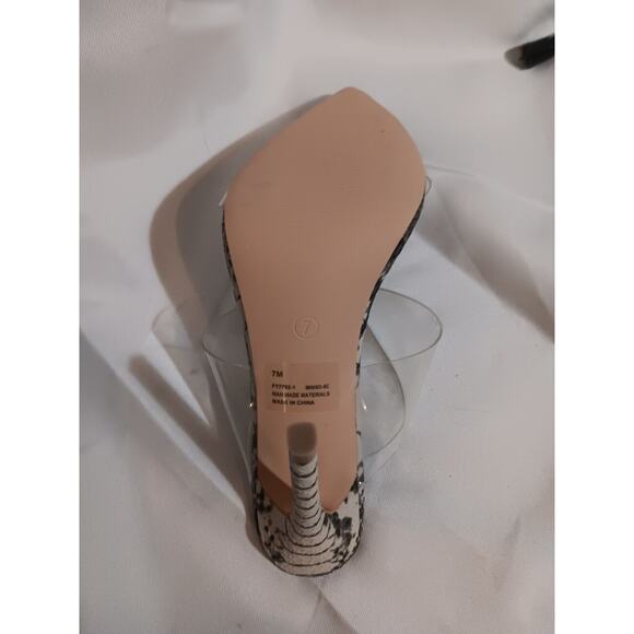 NWT Revol Miniso Snake Skin Faux Leather Stiletto Heels Clear Strap Shoes Size 7 - Picture 6 of 12